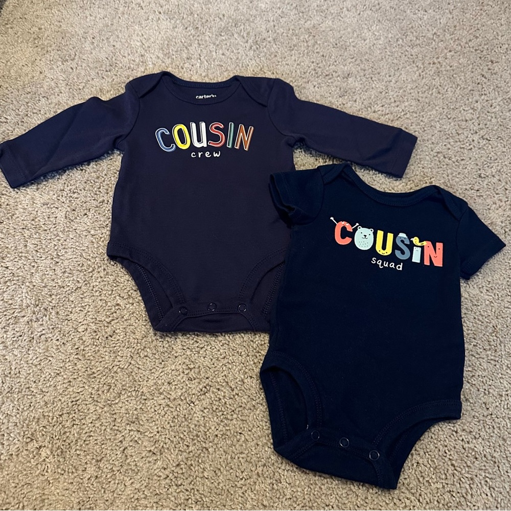 Carter's Navy Cousin Crew & Squad Bodysuit Set